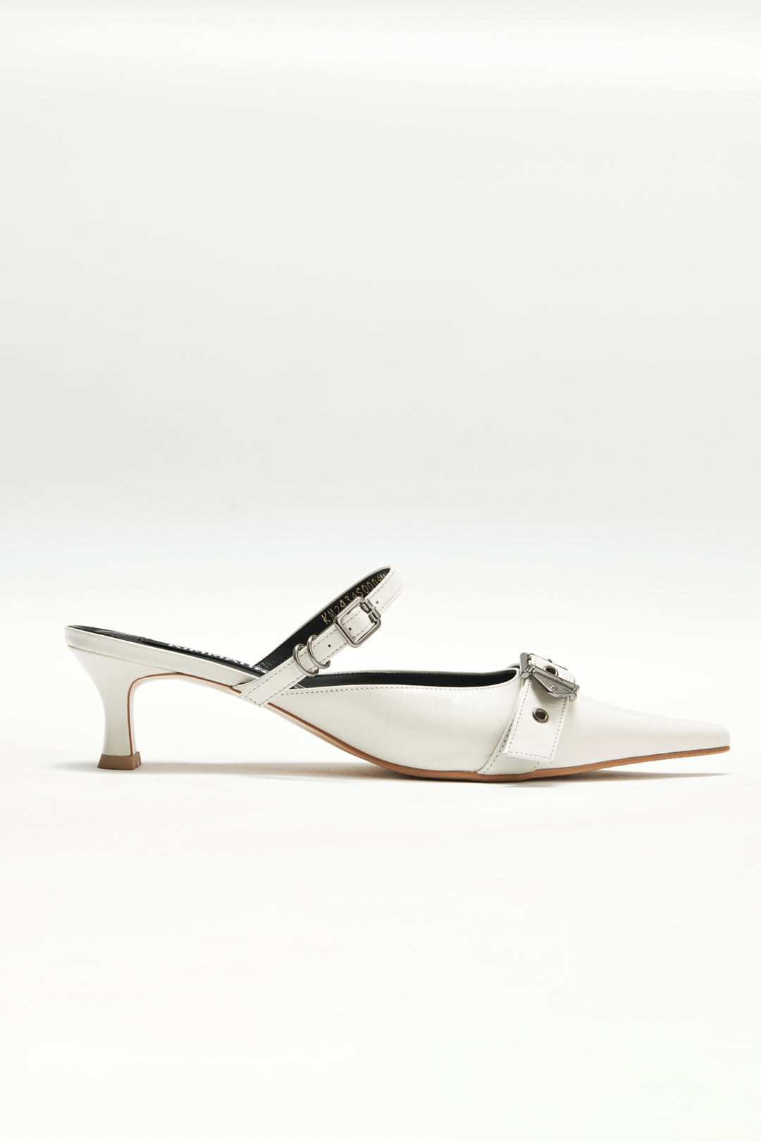 KIMMATIN Belted Stiletto Mule — Ivory