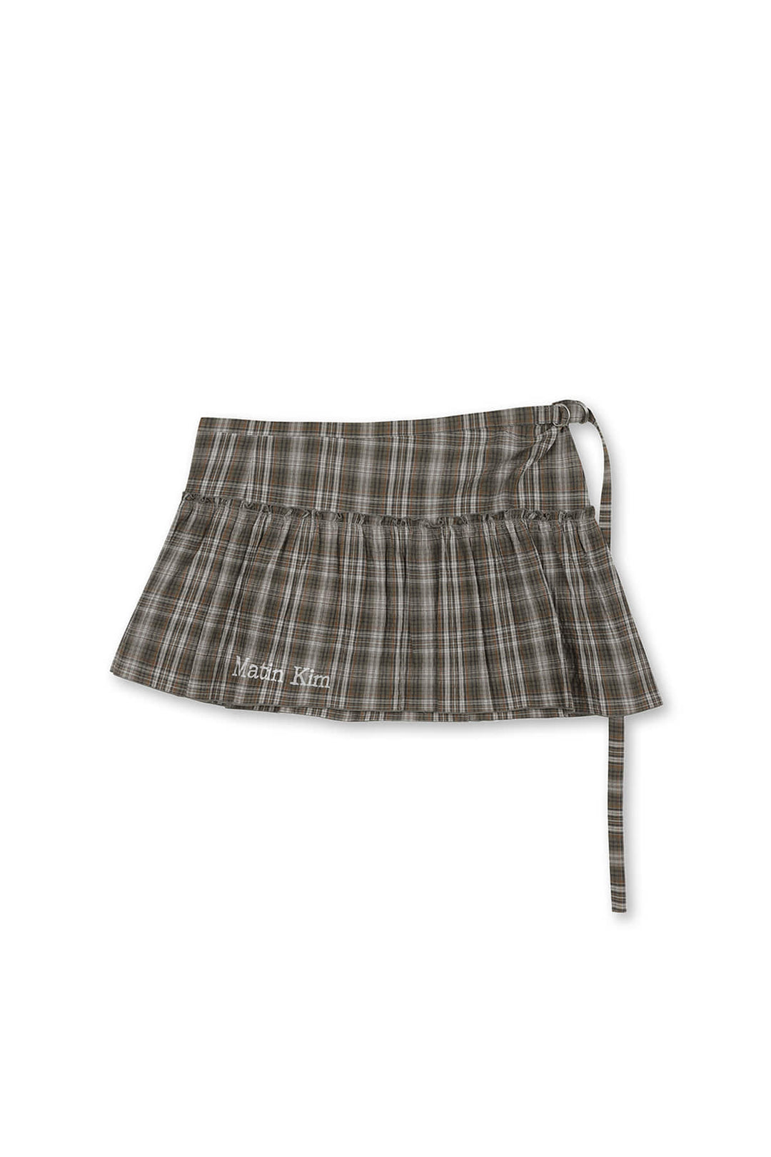 Matin Kim Check Layered Skirt — Gray