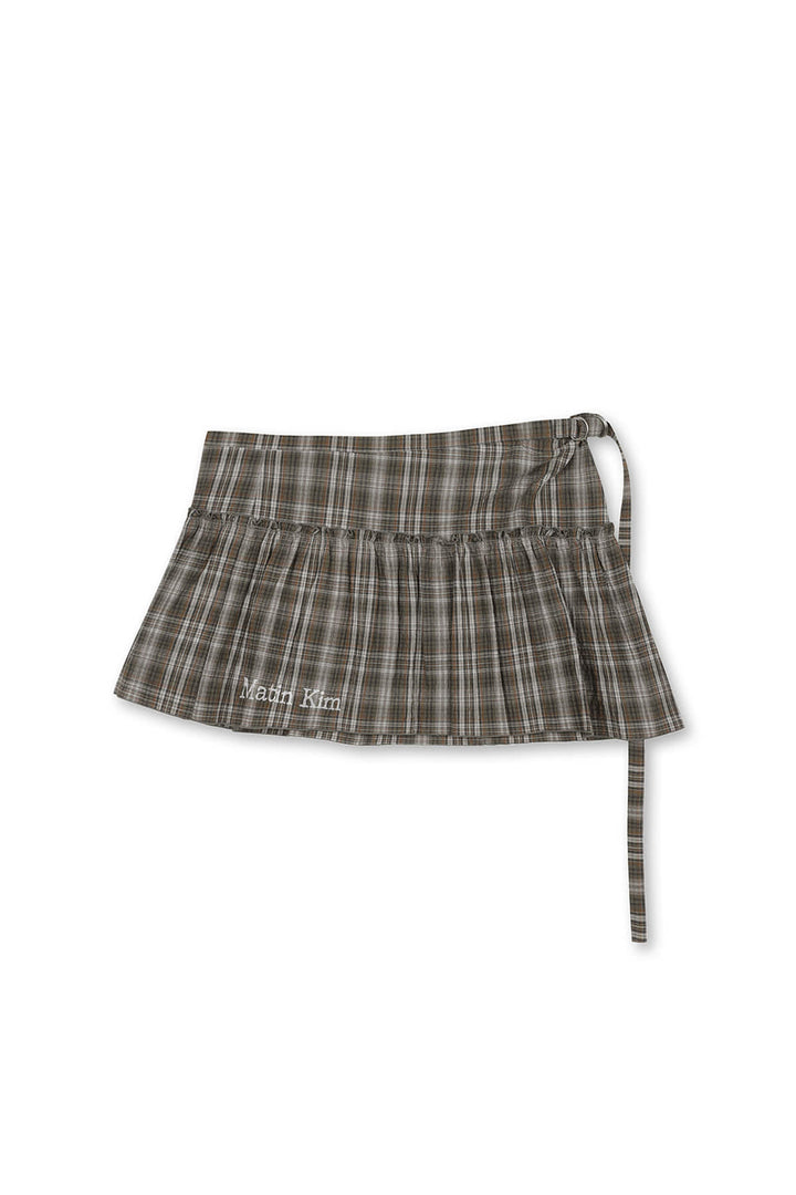 Matin Kim Check Layered Skirt — Gray