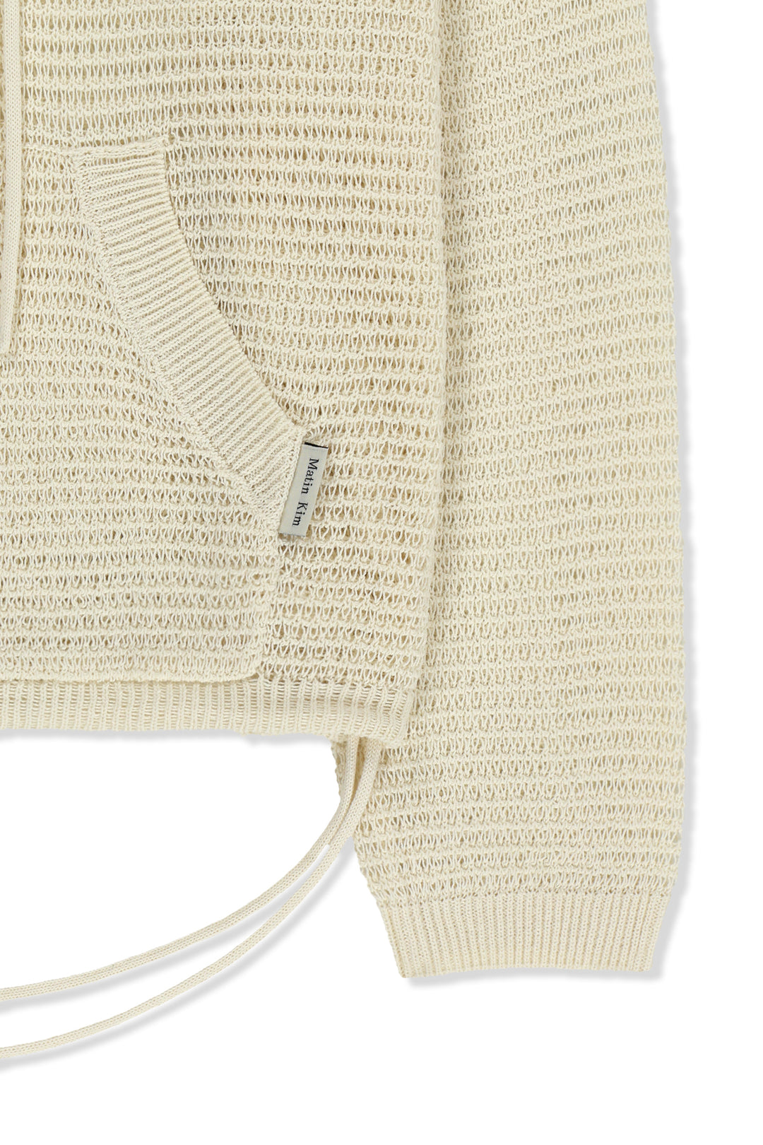 Matin Kim Oversized Mesh Knit Hoodie — Cream