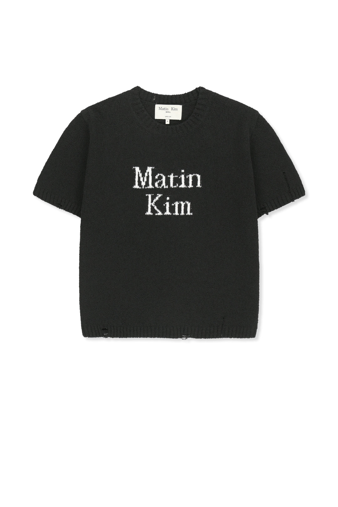 Matin Kim Half Sleeve Logo Pullover — Black