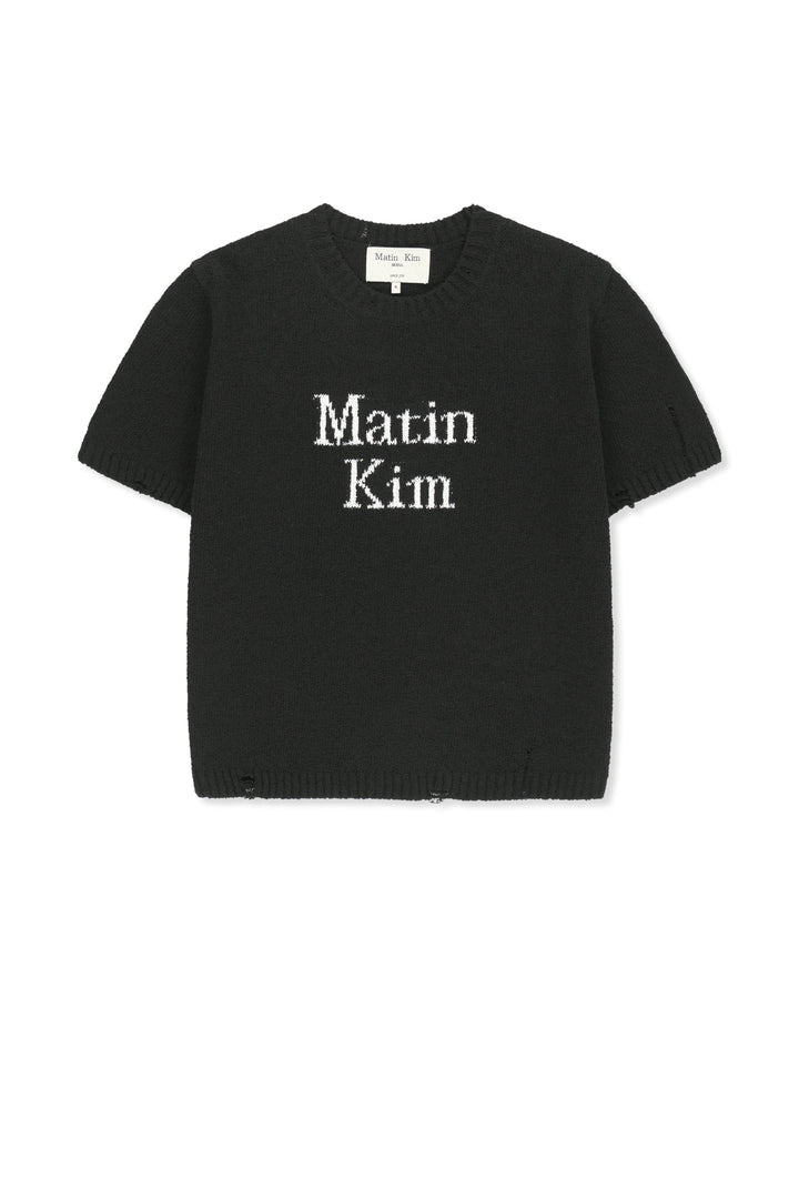 Matin Kim Half Sleeve Logo Pullover — Black