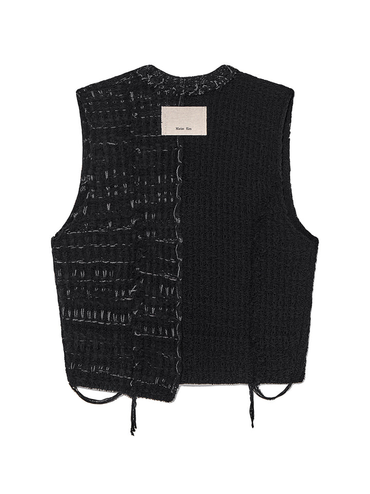 Matin Kim Rough Tweed Knit Vest — Black