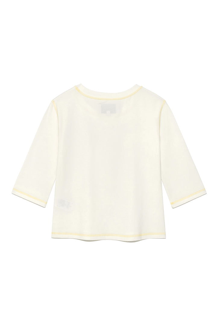 Matin Kim Three Quarter Logo Slim Top — White