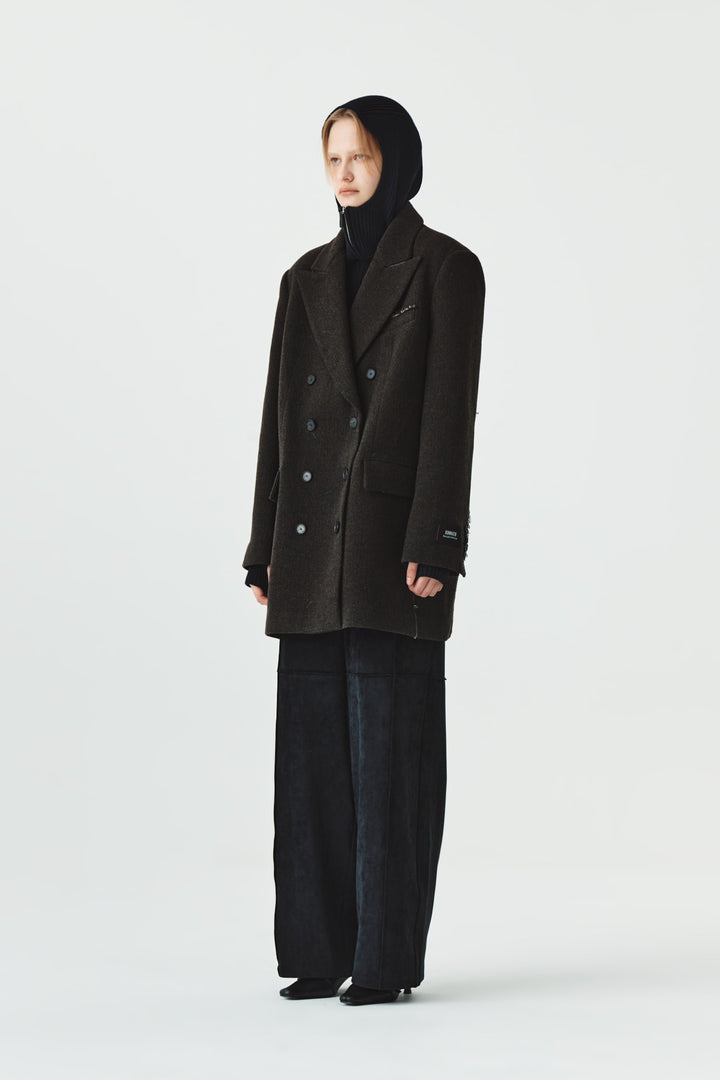KIMMATIN Overfit Midi Double Coat — Brown