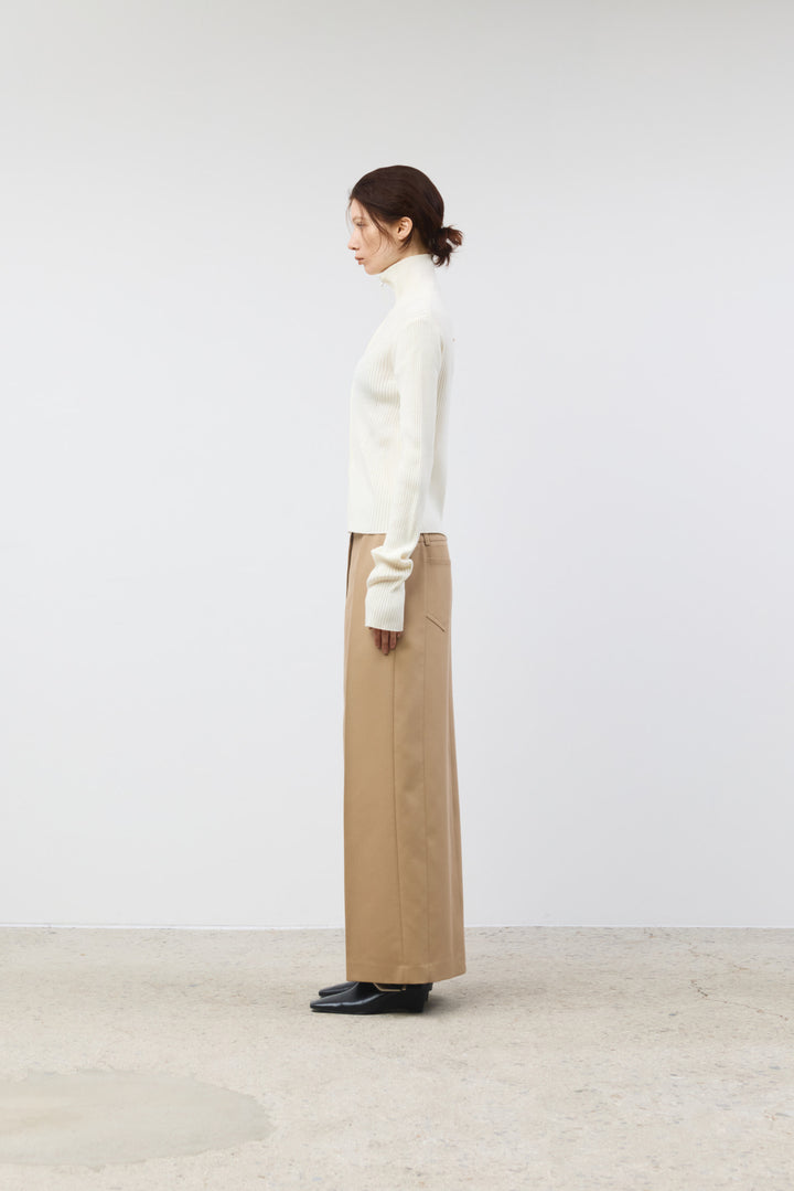 KIMMATIN Back Double Waist Maxi Skirt — Beige