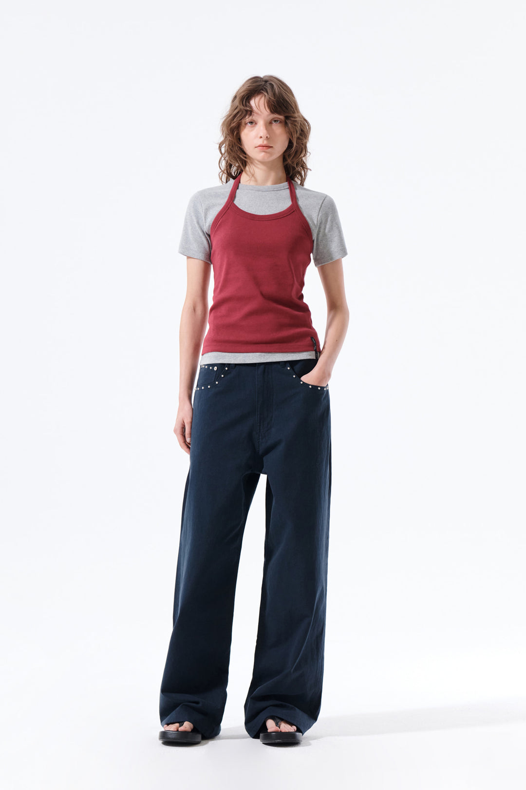 Matin Kim Label Detail Halter Tank — Wine