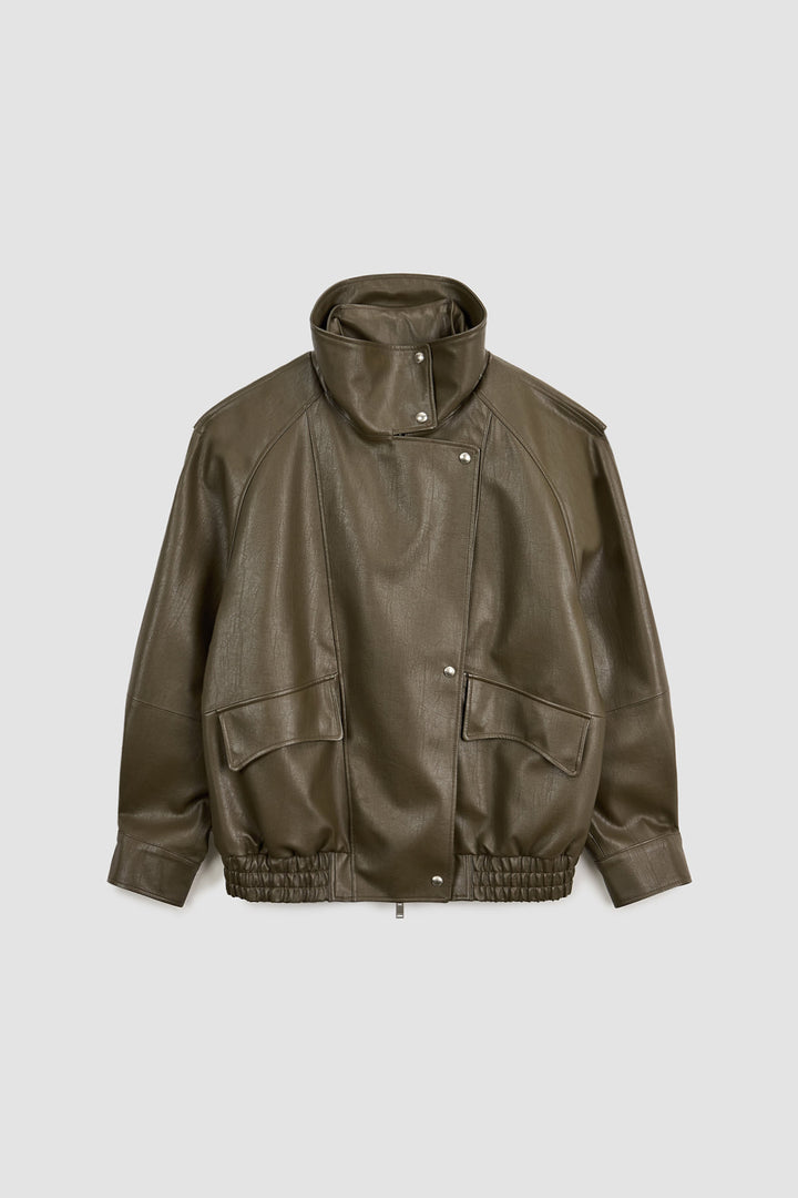 KIMMATIN Oversize Layered Leather Jumper — Brown