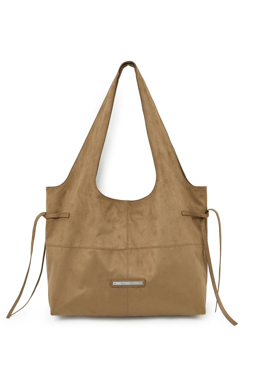 Matin Kim Side String Suede Big Shoulder Bag — Beige