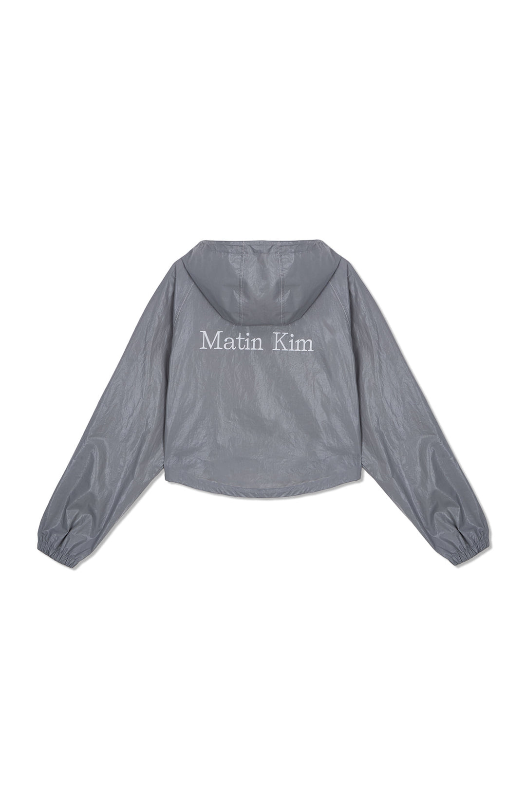 Matin Kim Crop Hoody Coating Jumper Dark — Gray