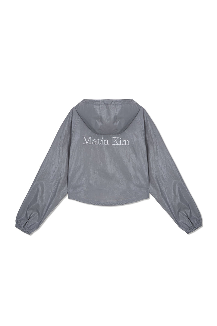 Matin Kim Crop Hoody Coating Jumper Dark — Gray