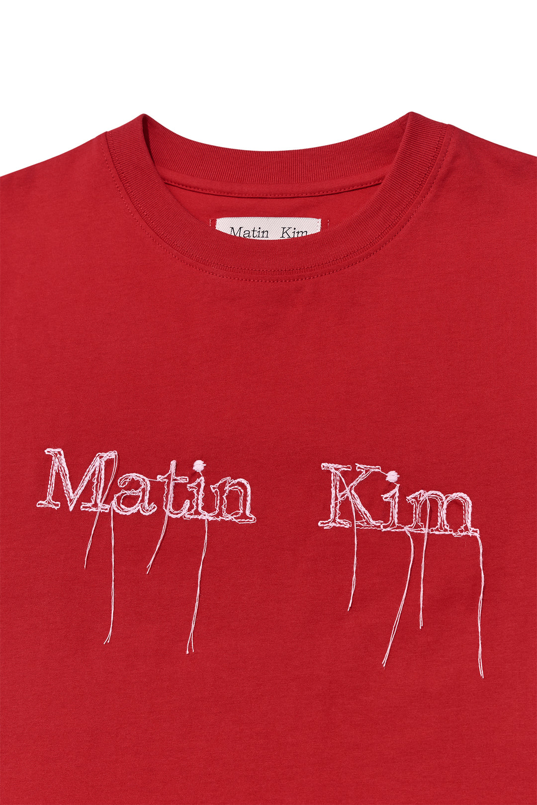 Matin Kim Logo Thread Point Crop Top — Red