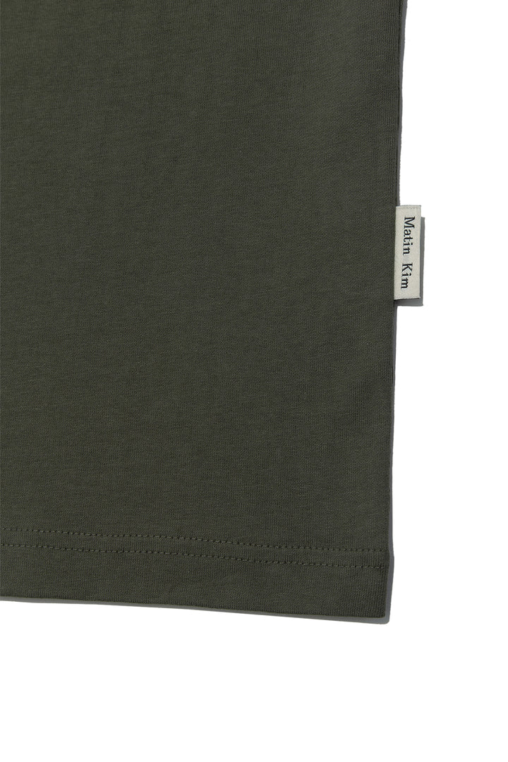 Matin Kim Embroidery Small Logo Oversize Top — Khaki