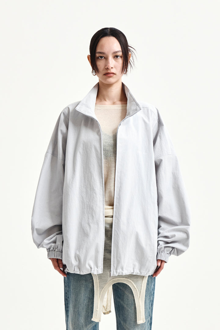 Matin Kim Back Logo High Neck Jumper — Light Grey