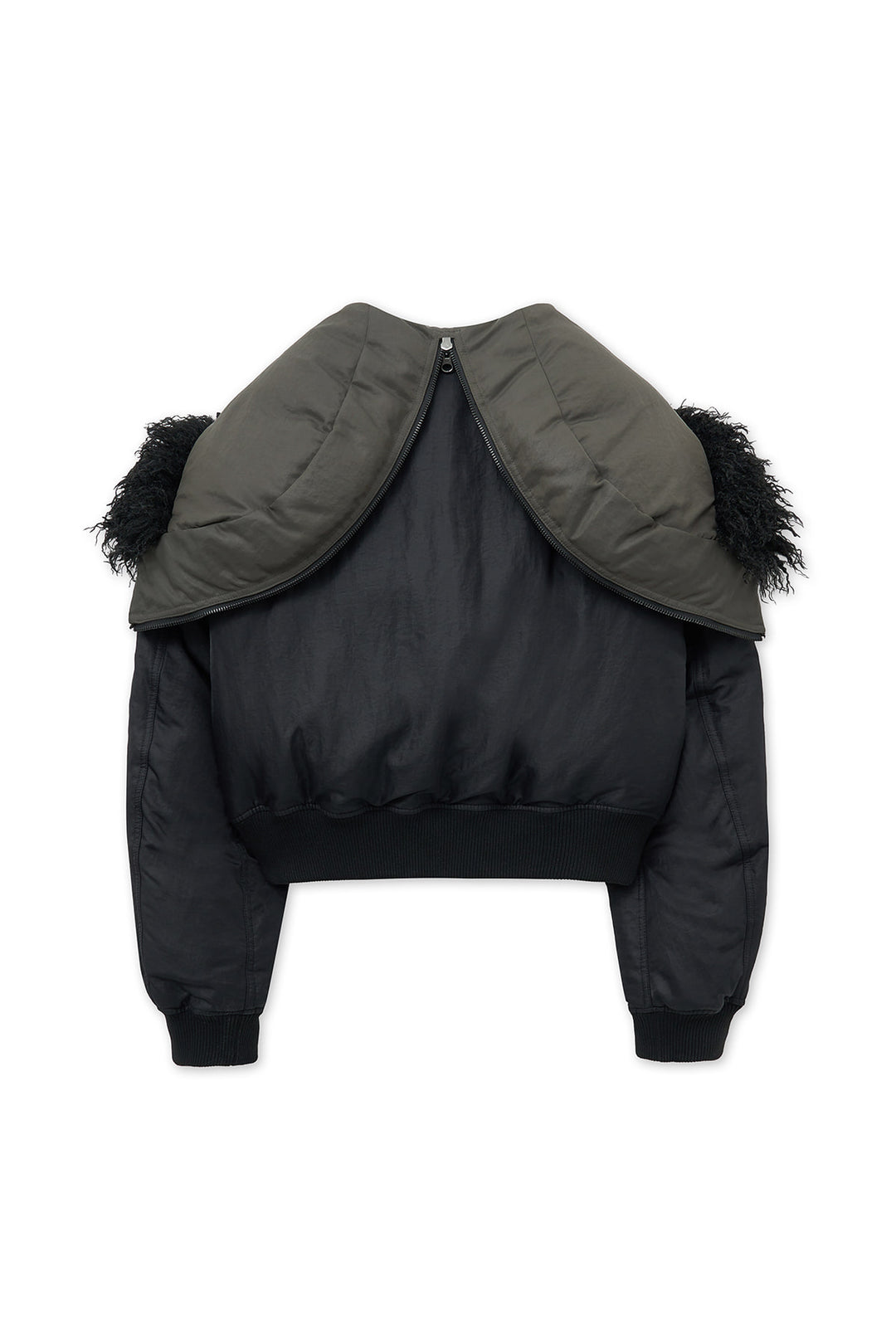Matin Kim Fur Hoody Bomber Down Jumper — Black