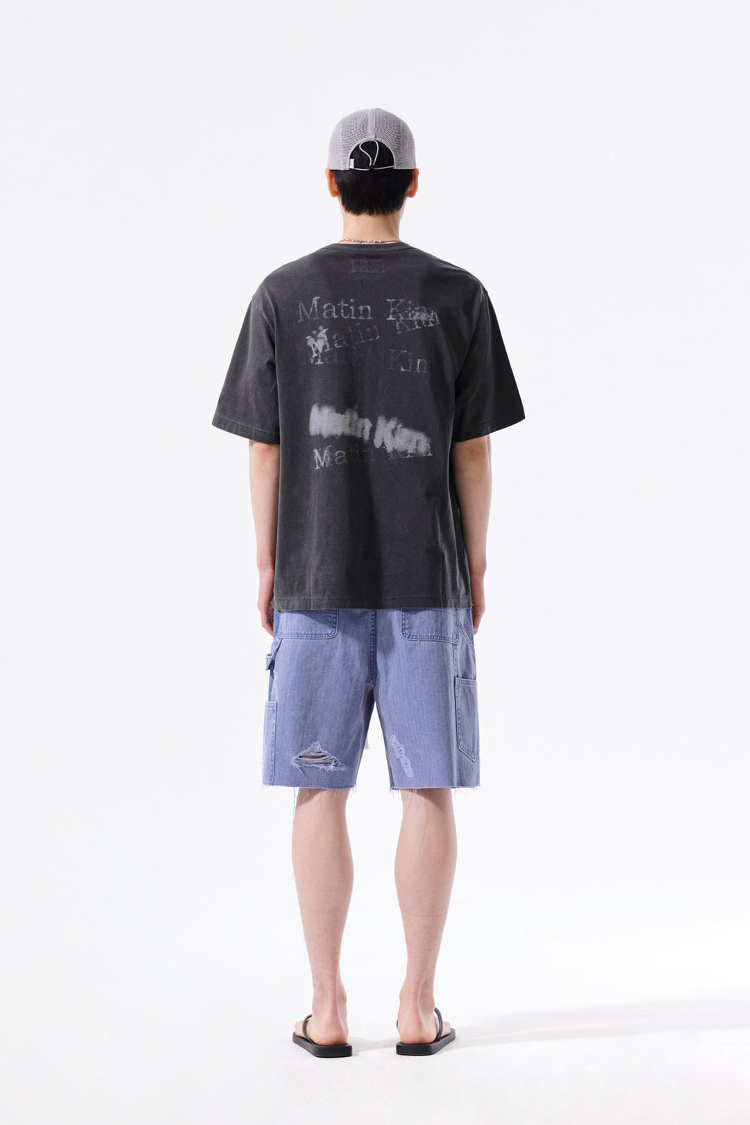 Matin Kim Pigment Graffiti Logo Tee — Charcoal