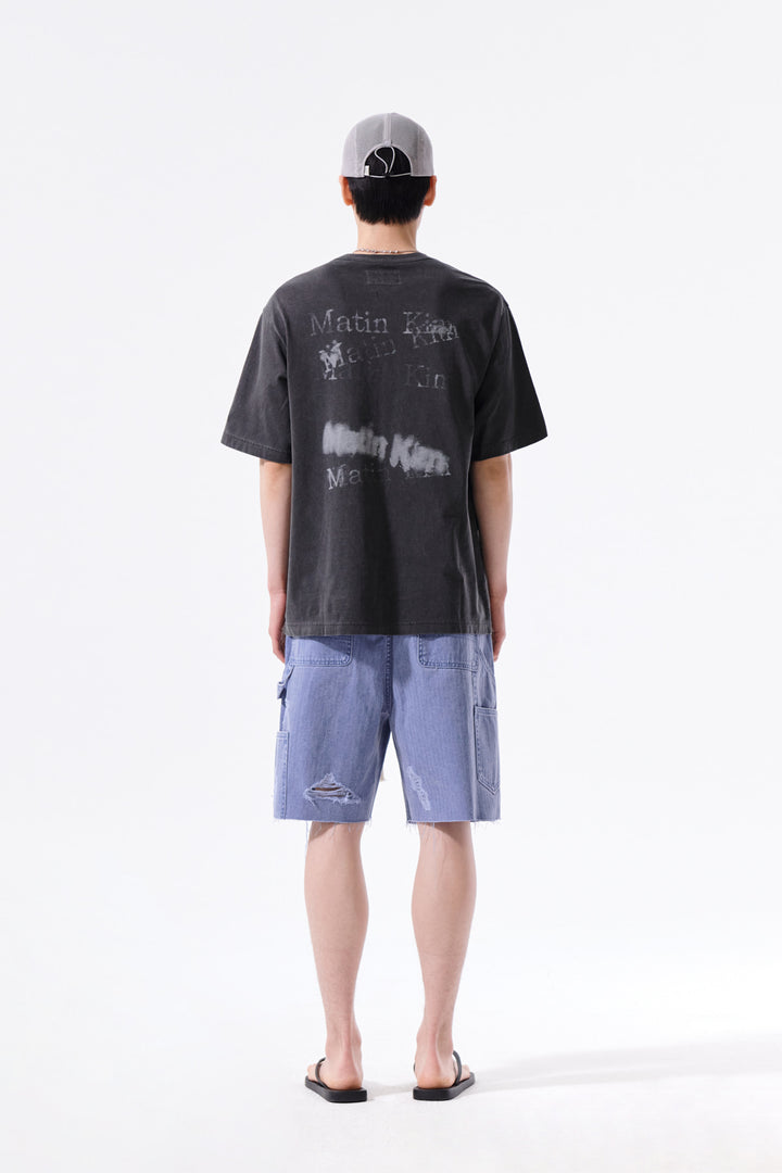 Matin Kim Pigment Graffiti Logo Tee — Charcoal