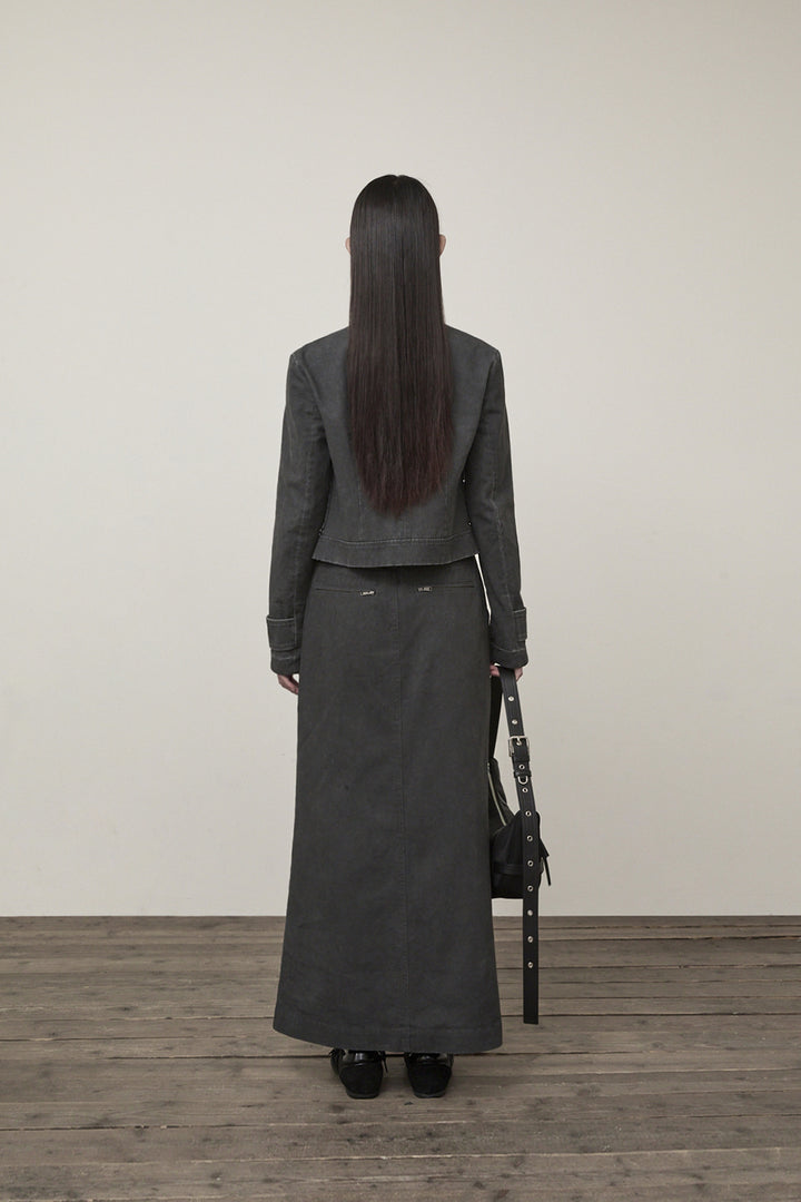 Matin Kim Washed Mermaid Long Skirt — Charcoal