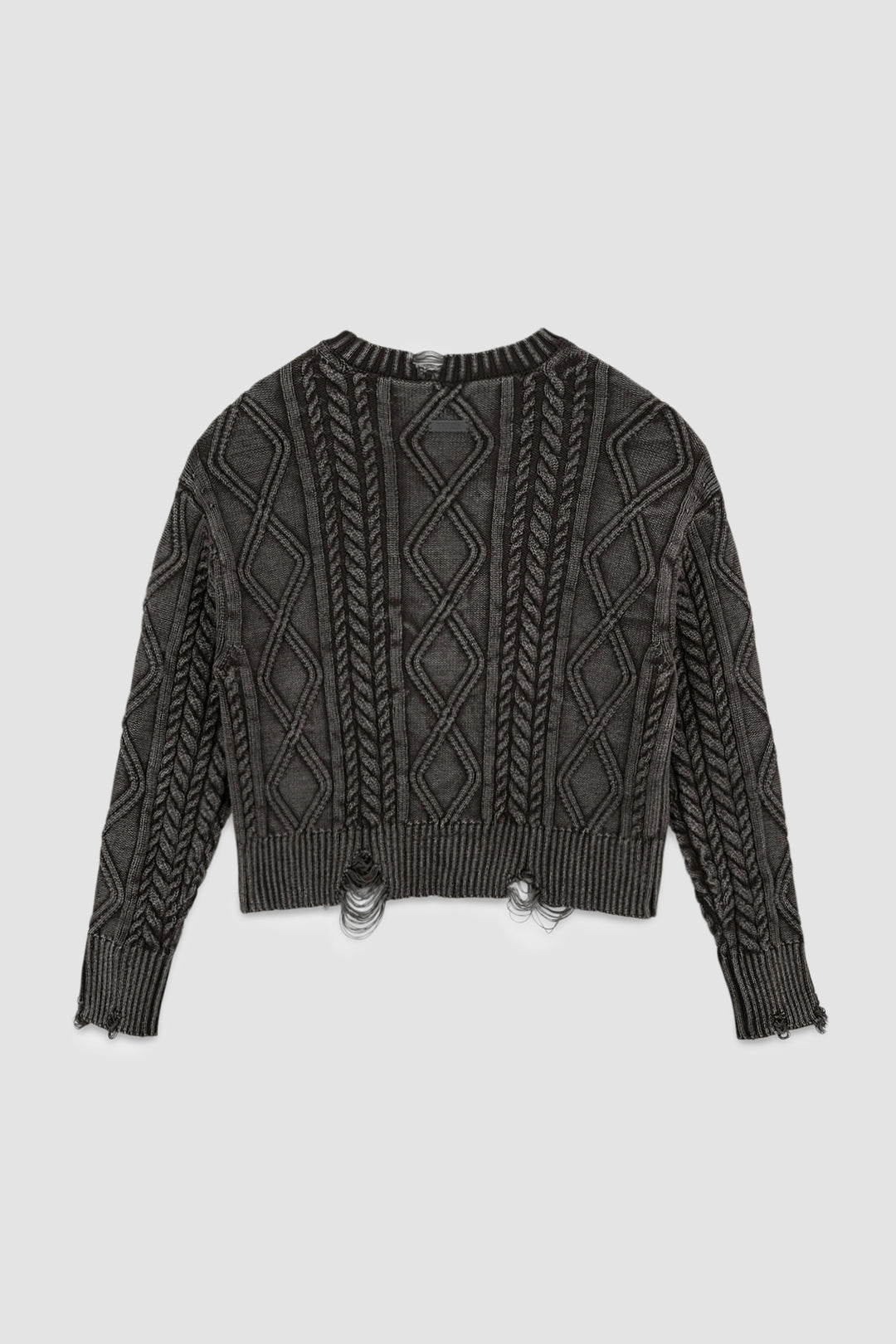 KIMMATIN Washed Cable Pullover Dark — Brown