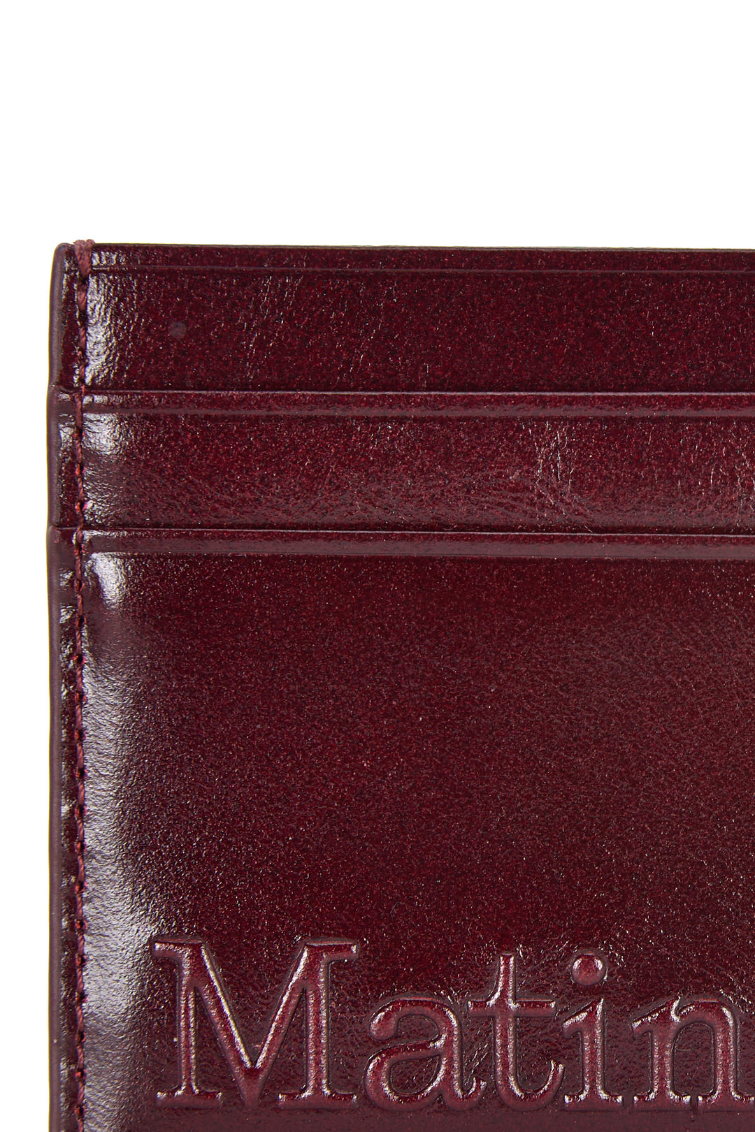 Matin Kim Embossed Logo Card Wallet — Burgundy
