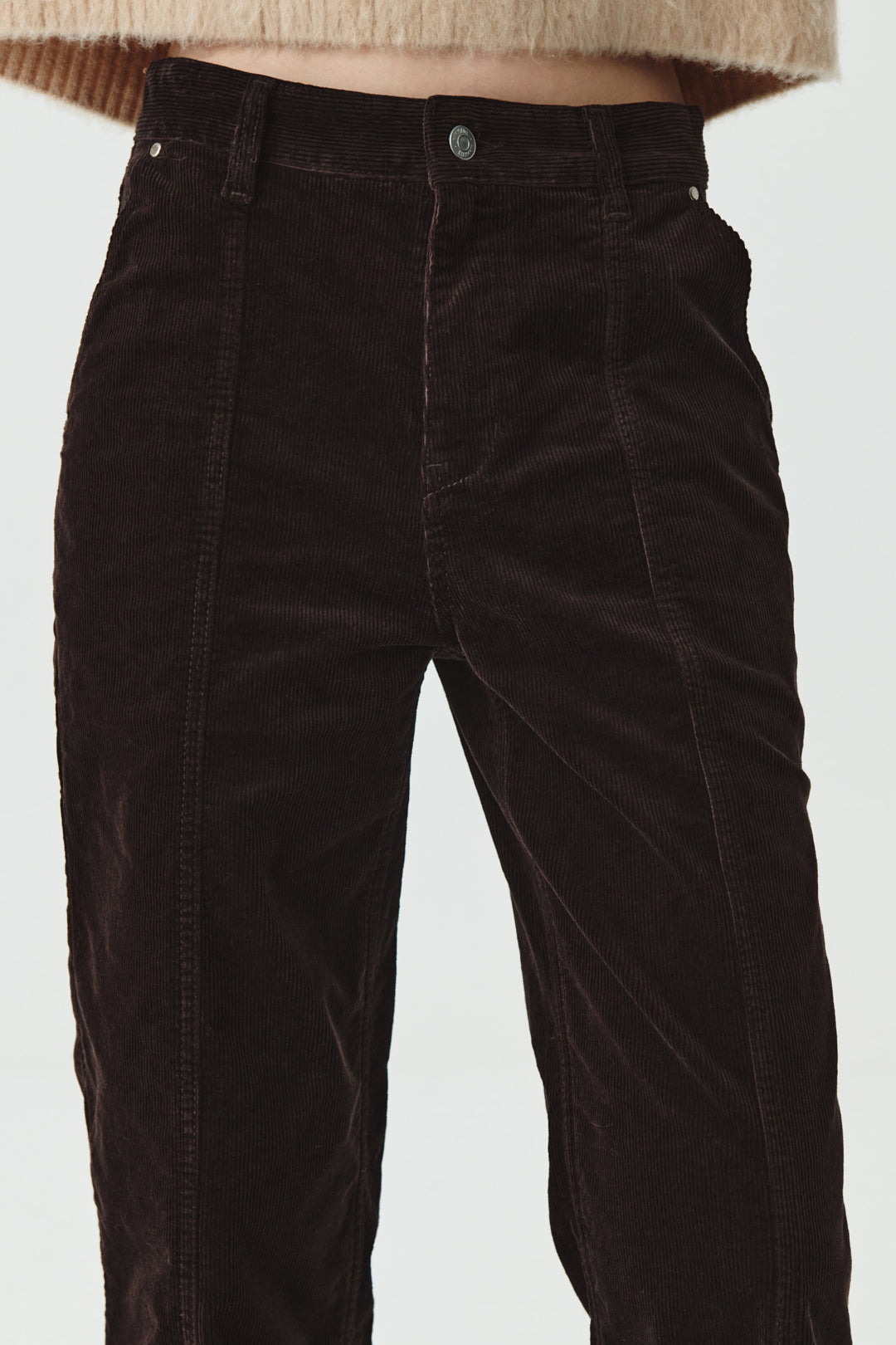 KIMMATIN Slim Boots Cut Corduroy Pants — Brown