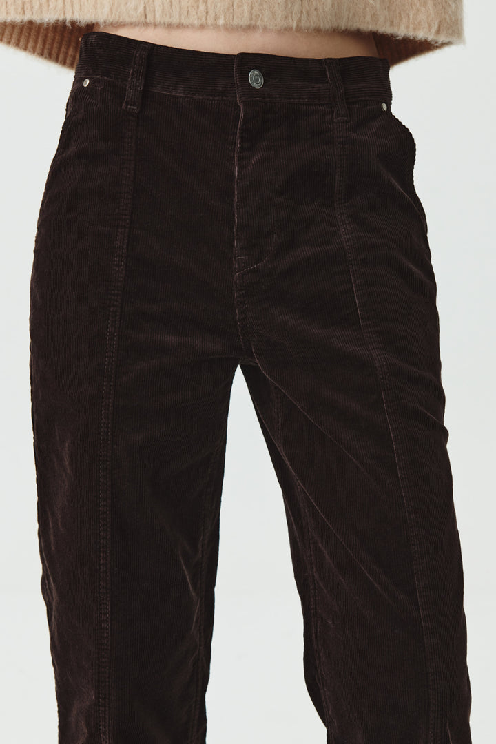 KIMMATIN Slim Boots Cut Corduroy Pants — Brown