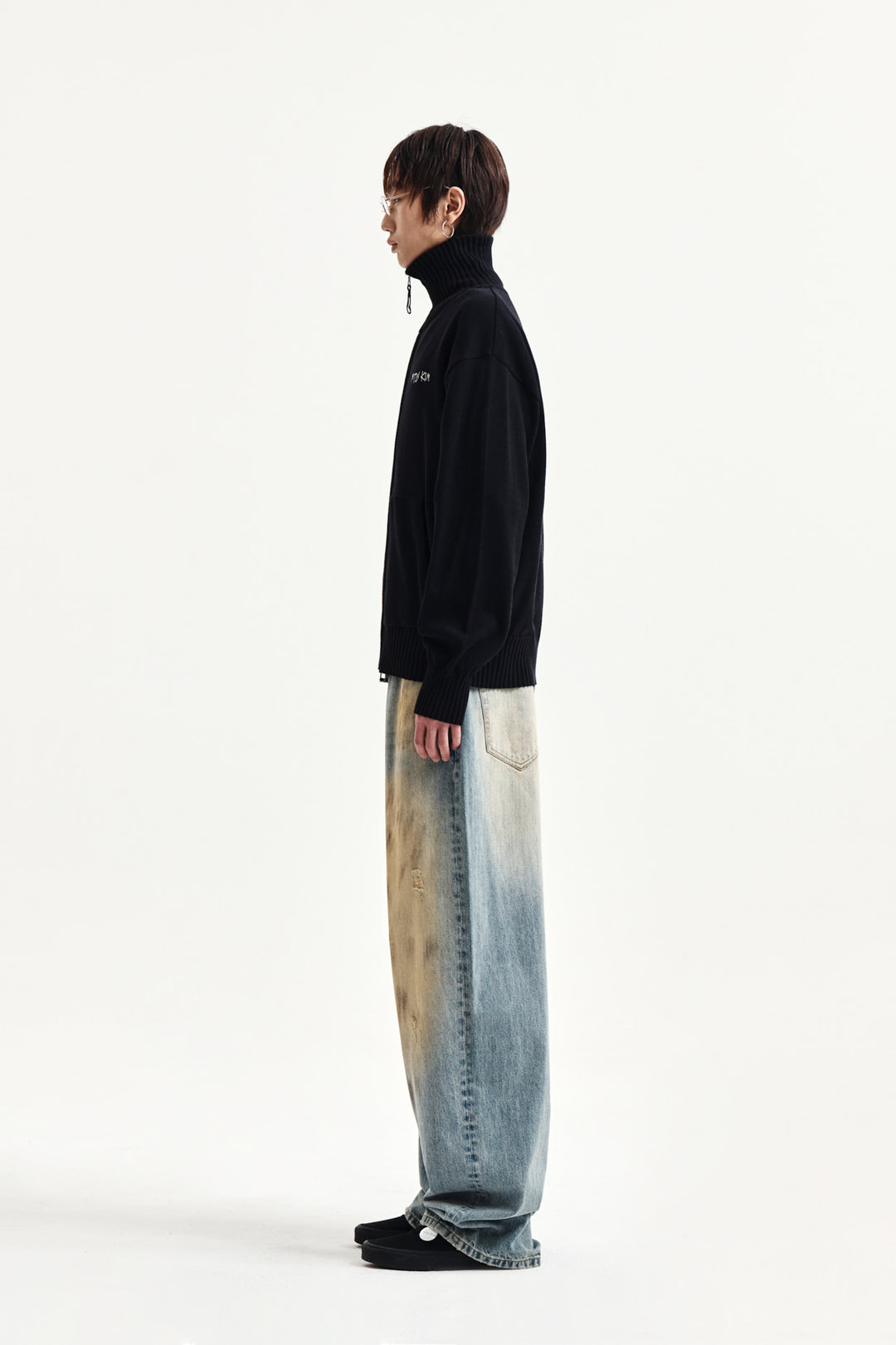Matin Kim Vintage Dirty Washed Denim Pants — Light Blue