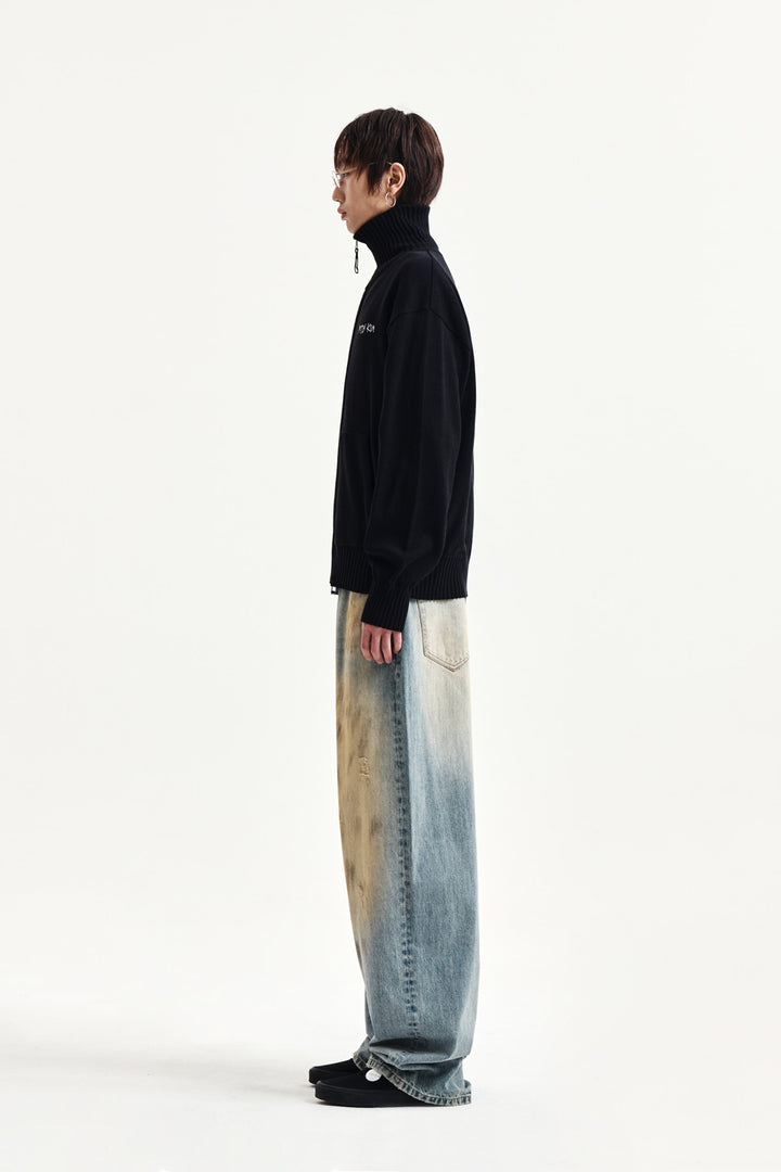 Matin Kim Vintage Dirty Washed Denim Pants — Light Blue