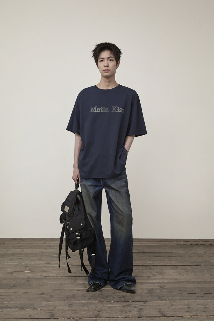 Matin Kim Vintage Logo Graphic Top — Navy blue