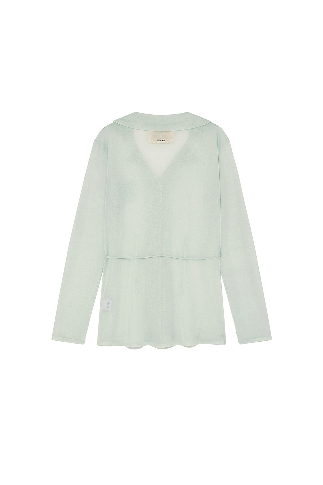 Matin Kim String Point Plain Long Cardigan — Mint