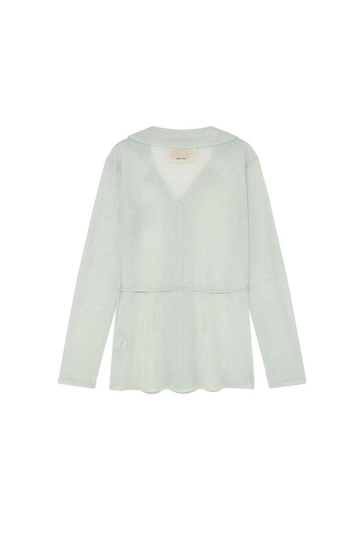 Matin Kim String Point Plain Long Cardigan — Mint