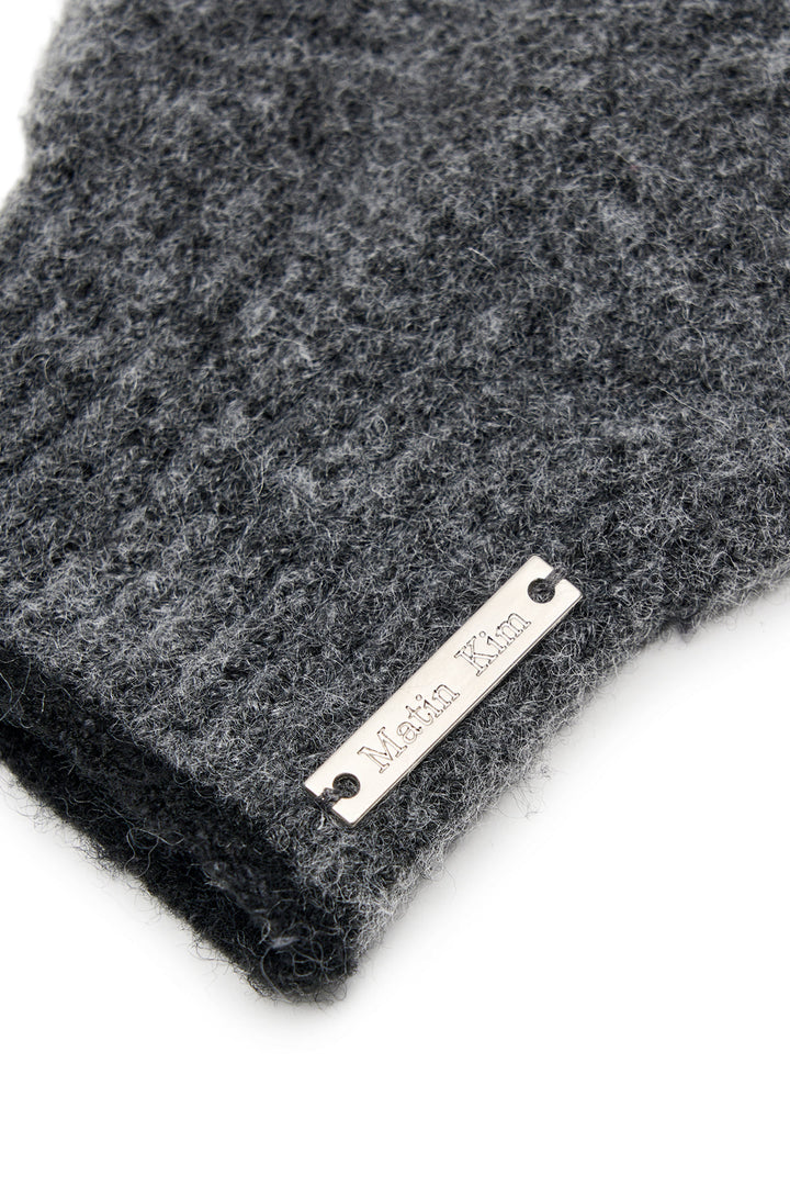 Matin Kim Boucle Knit Gloves — Charcoal