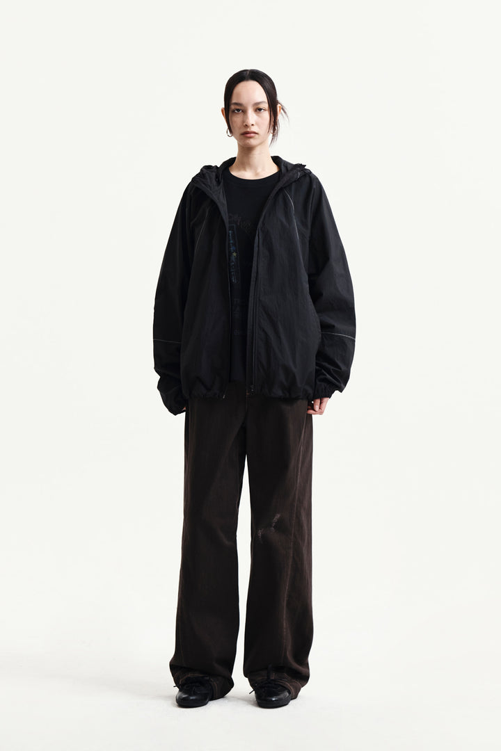 Matin Kim Back Logo Hoody Wind Breaker — Black