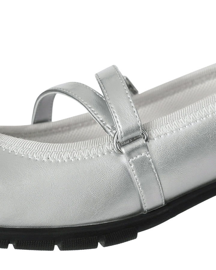 Stand Oil Strap Ballet Mary Jane — Silver