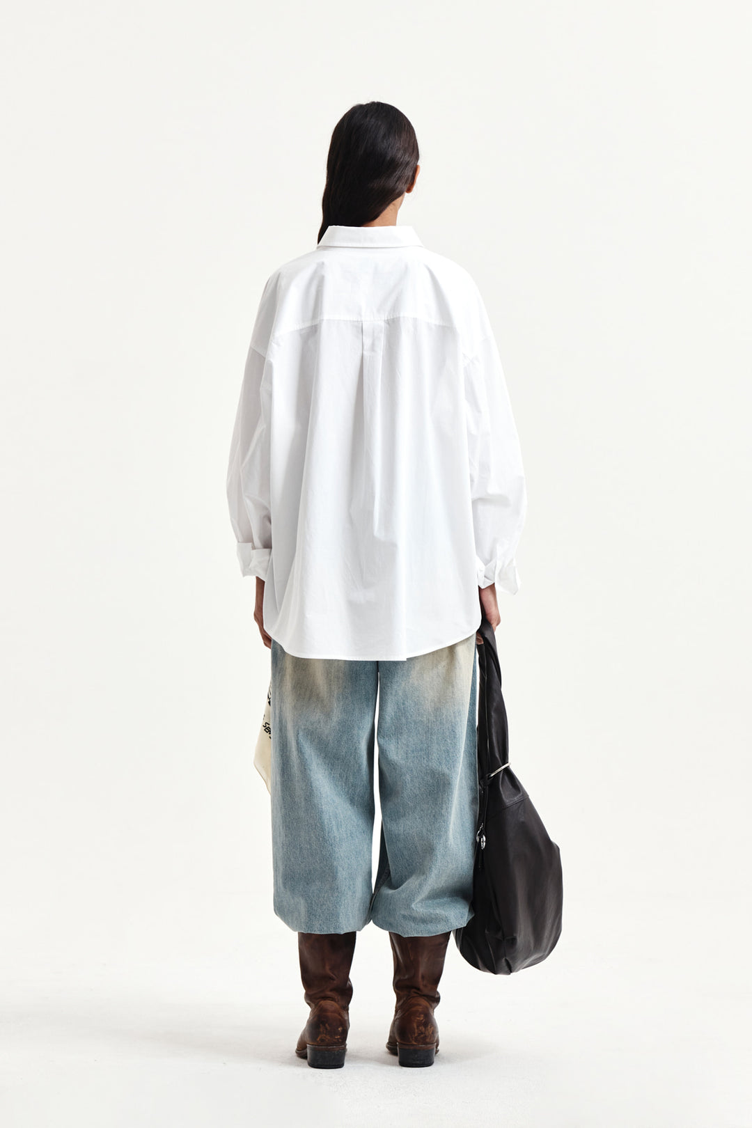 Matin Kim Embroidery Small Logo Shirt — White