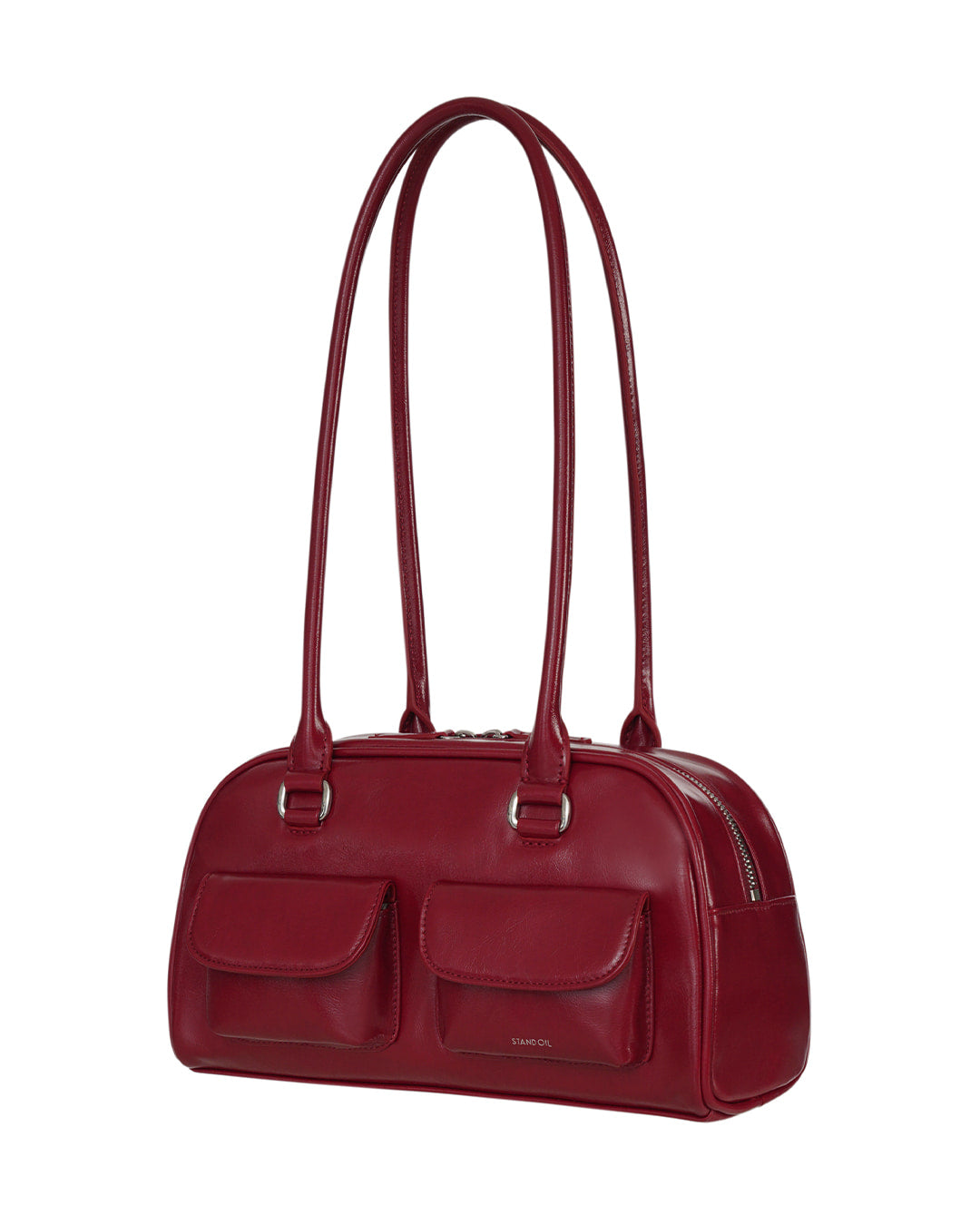 Stand Oil Chubby Bag — Glossy Bowling Crossbody — Red wine