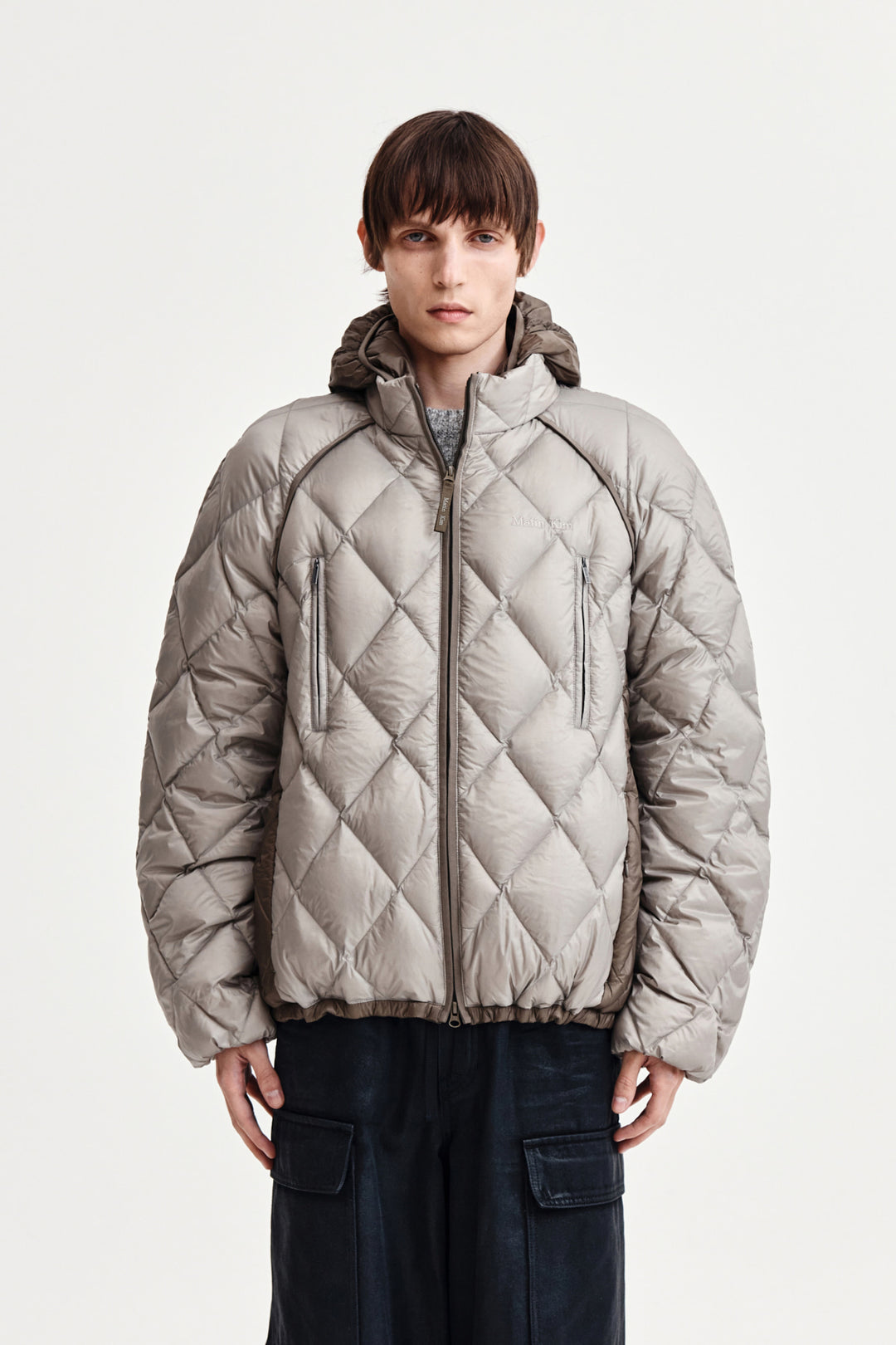 Matin Kim Quilting Hoody Lightweight Jumper — Beige