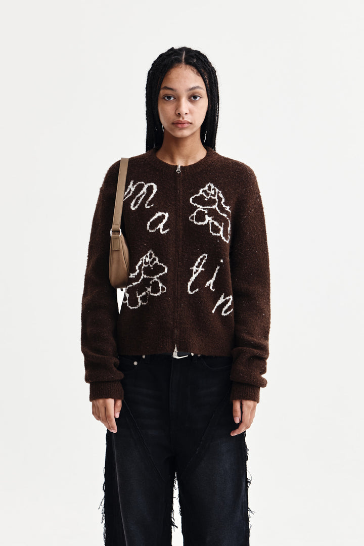 Matin Kim Poni Coni Knit Zip Up — Brown
