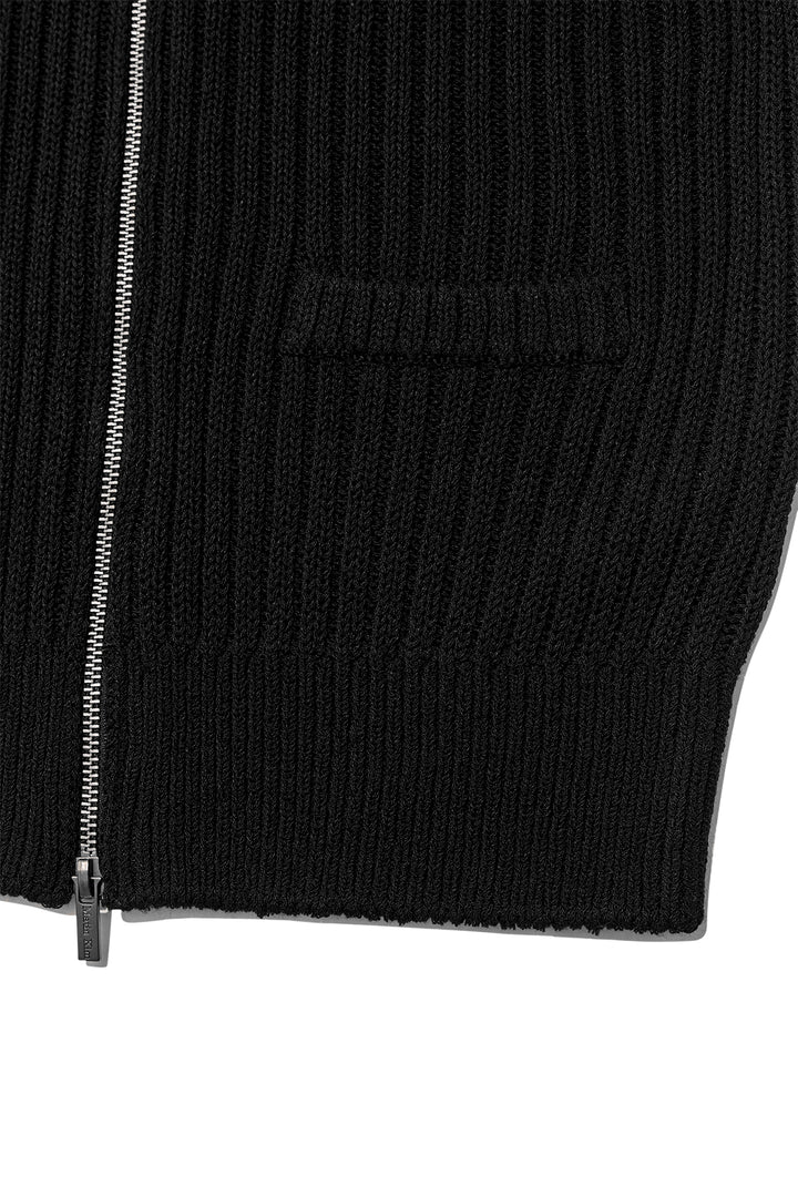 Matin Kim Back Logo High Neck Knit Vest — Black