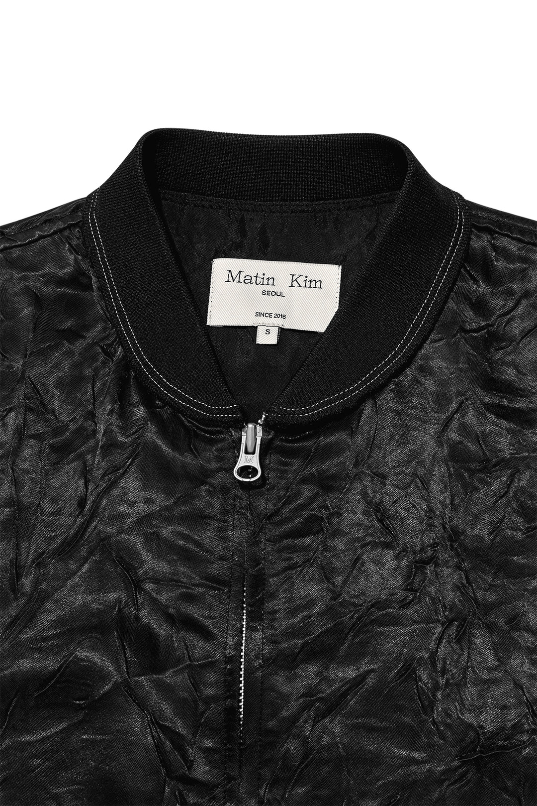 Matin Kim Back Logo Crinkle Blouson — Black