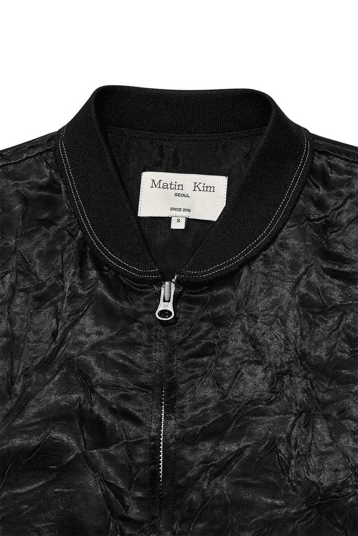 Matin Kim Back Logo Crinkle Blouson — Black