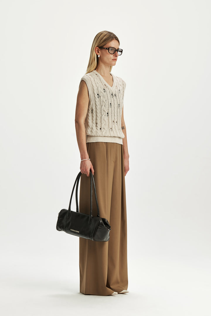 KIMMATIN Cable Crochet Knit Vest — Ivory