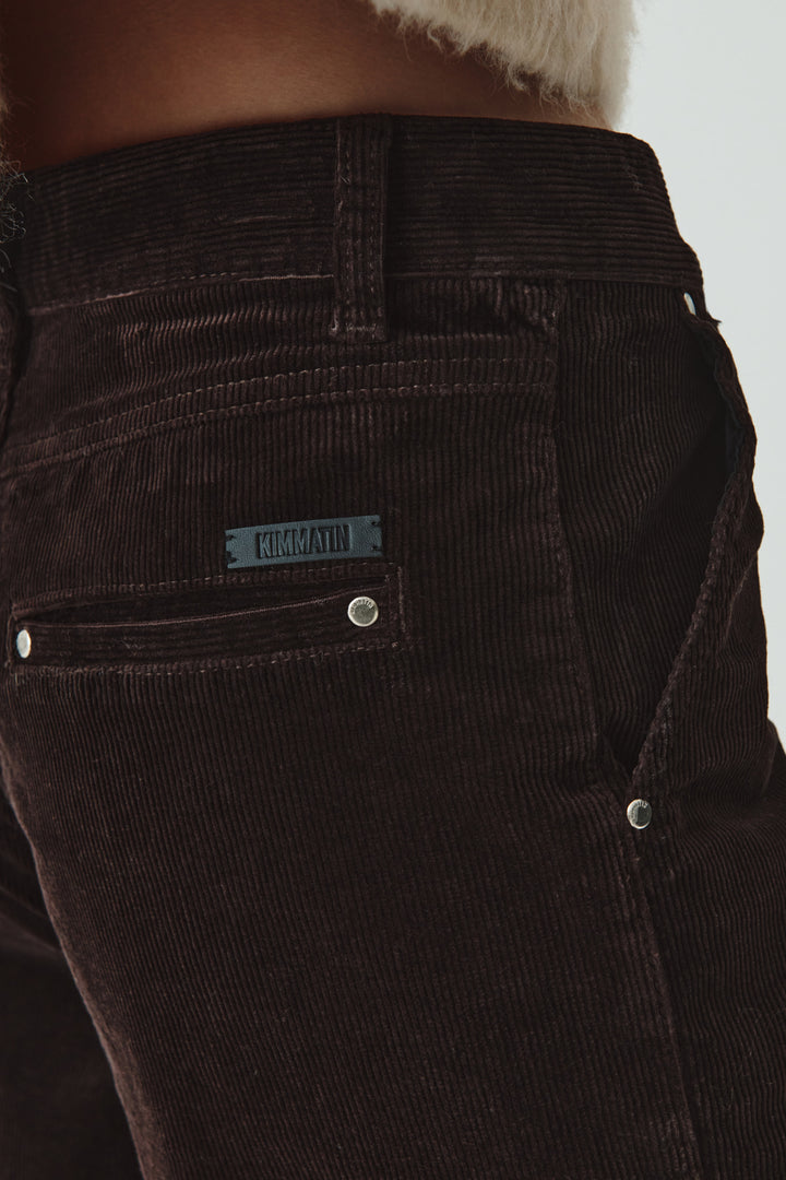 KIMMATIN Slim Boots Cut Corduroy Pants — Brown