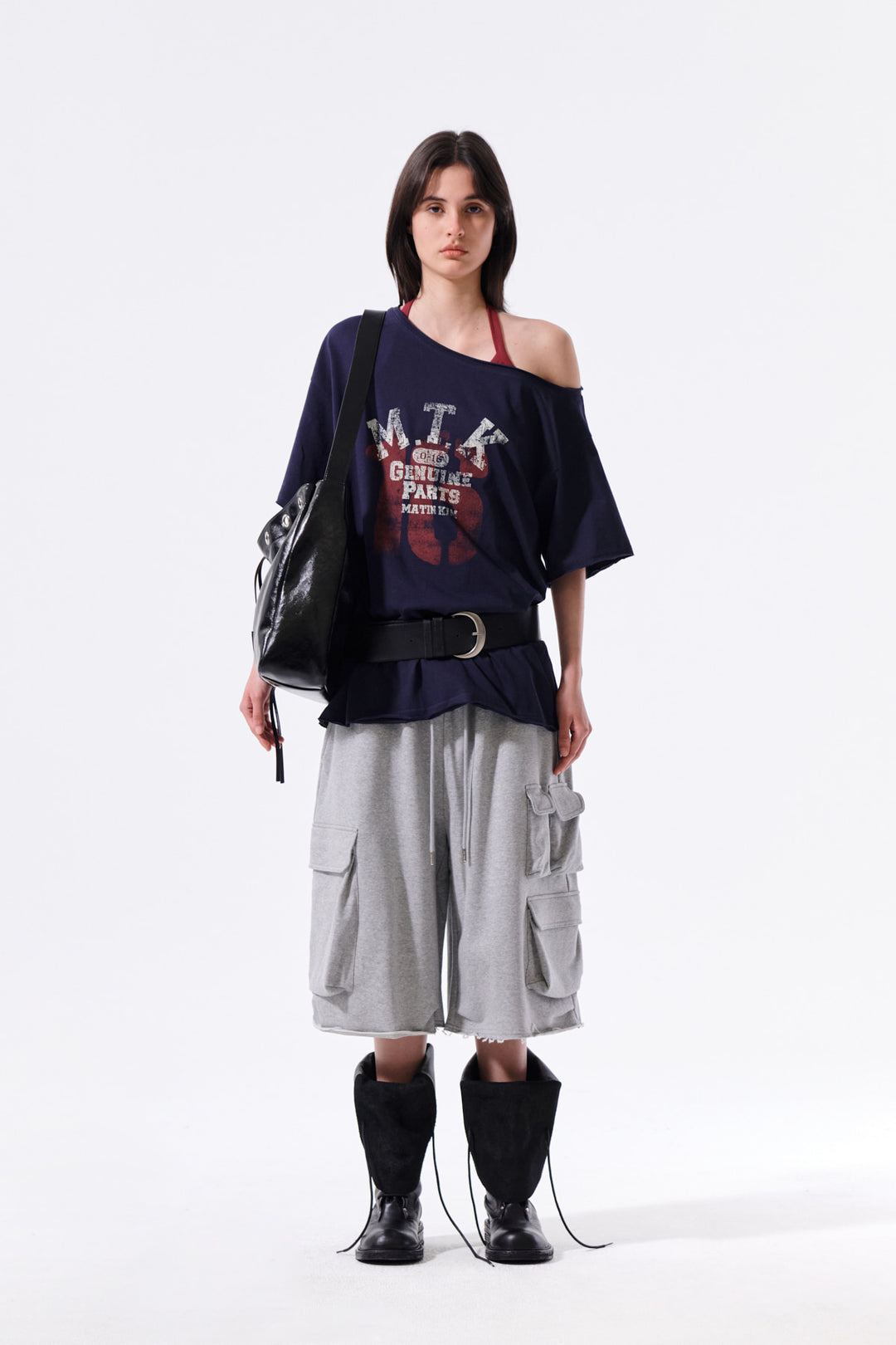 Matin Kim Terry Utility Pocket Bermuda — Gray