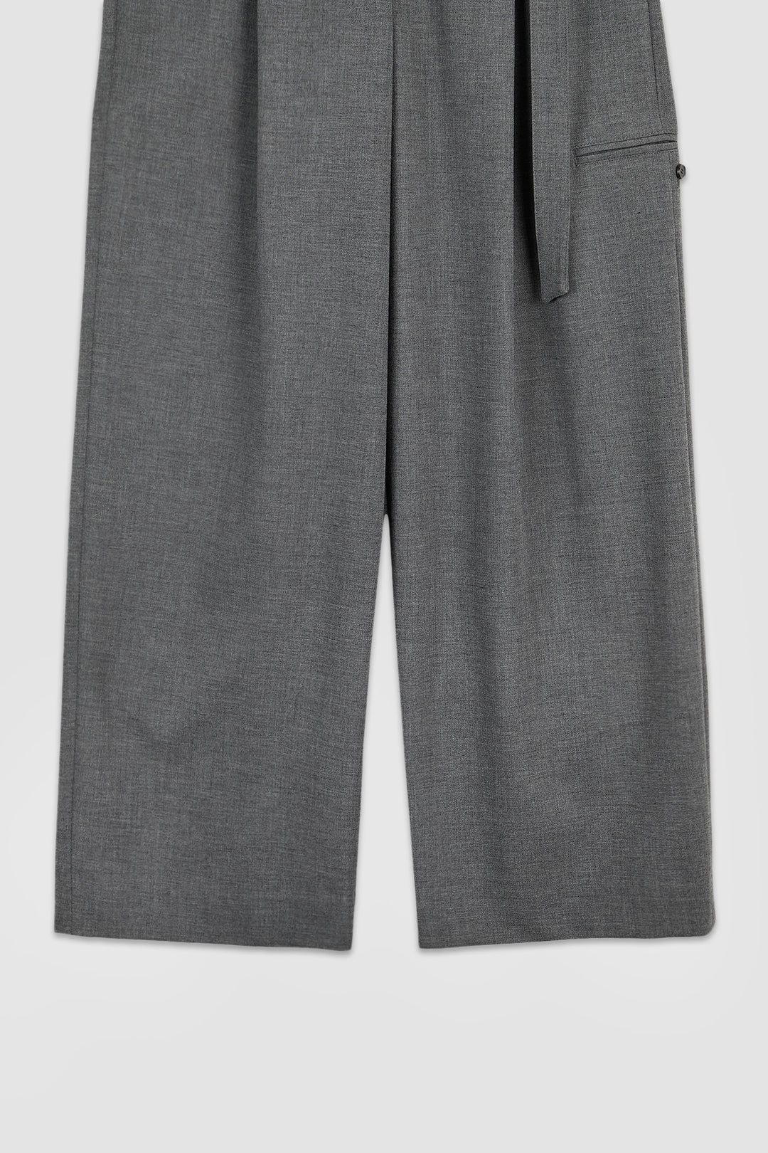 KIMMATIN Diagonal Zipper Belted Pants — Gray