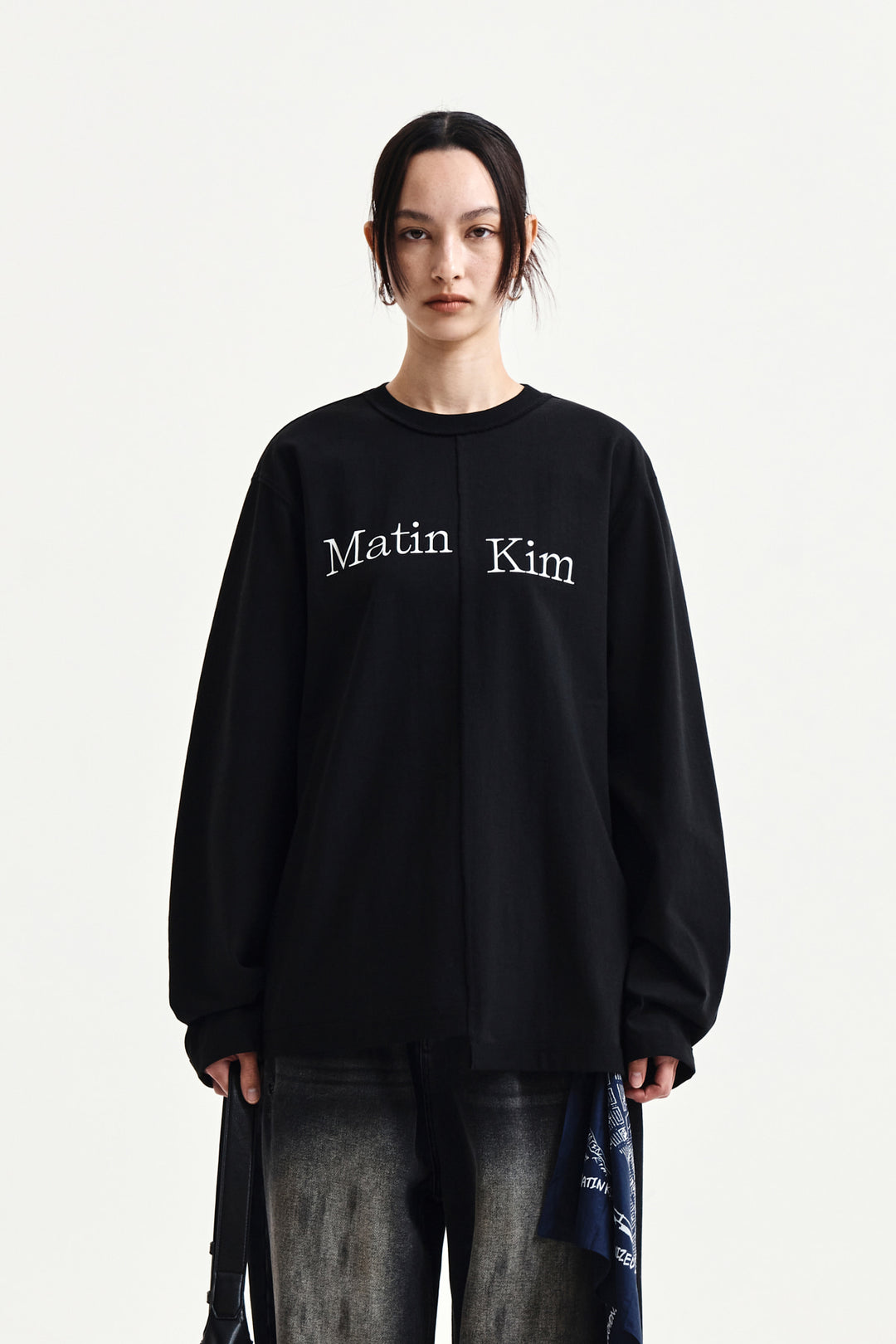 Matin Kim Asymmetric Logo Top — Black
