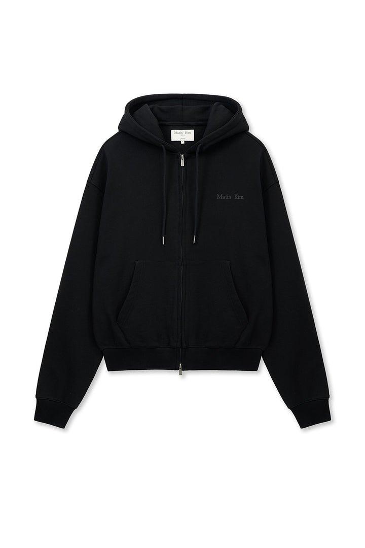 Matin Kim Back Logo Essential Zip Hoodie — Black