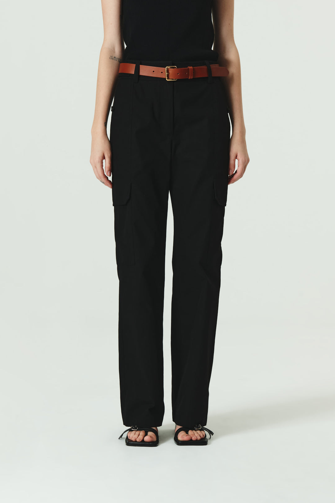 KIMMATIN Banding Straight Cargo Pants — Black