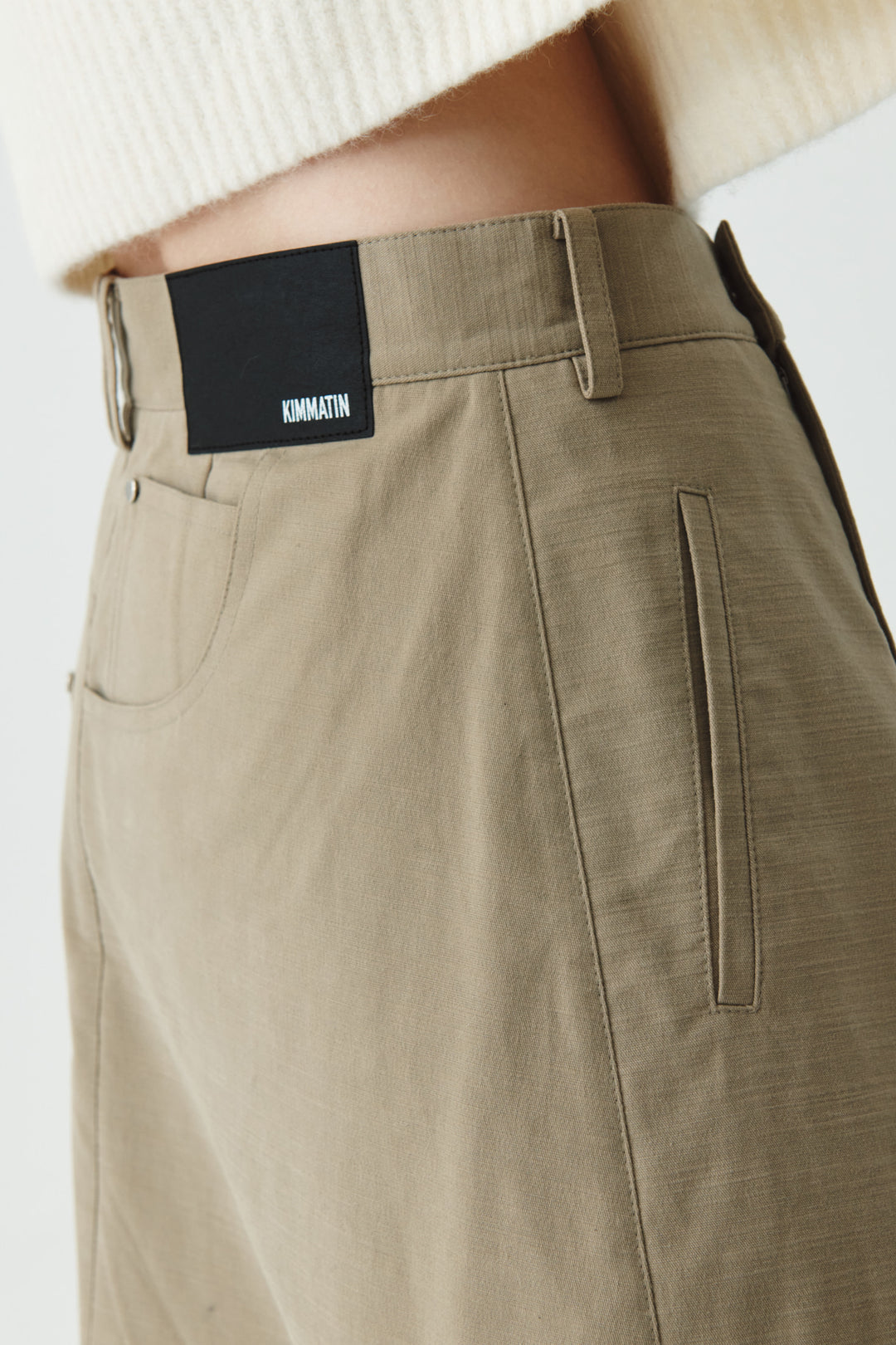 KIMMATIN Unbalance Cotton Flare Skirt — Beige
