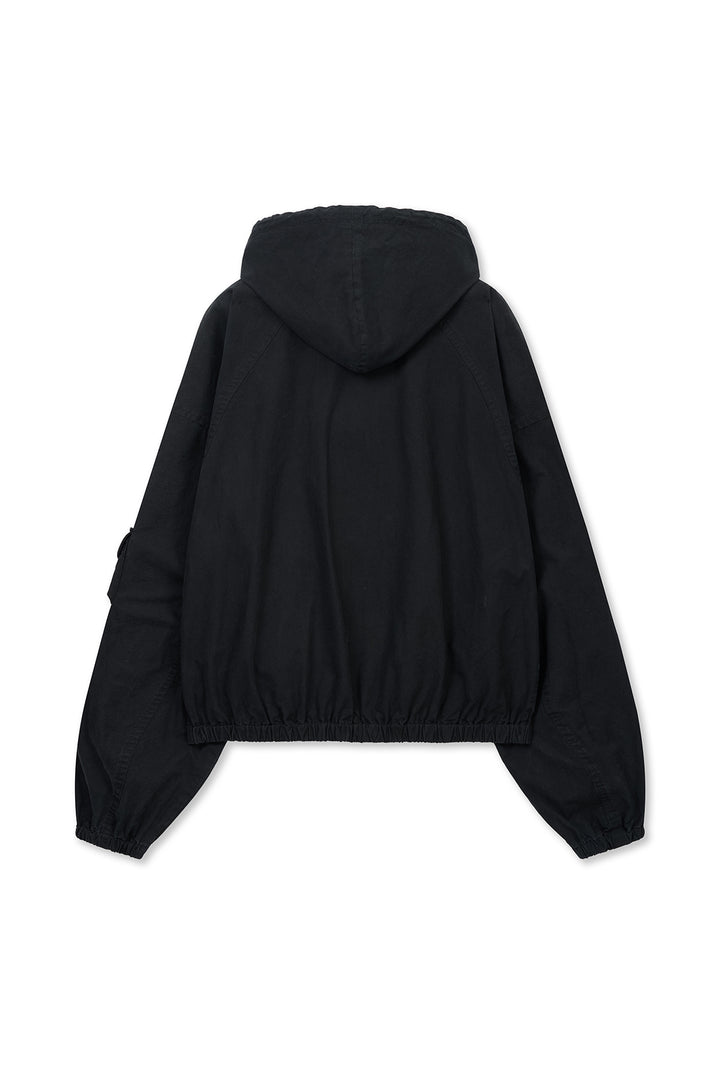 Matin Kim Washed Cotton Zip Hoodie — Black